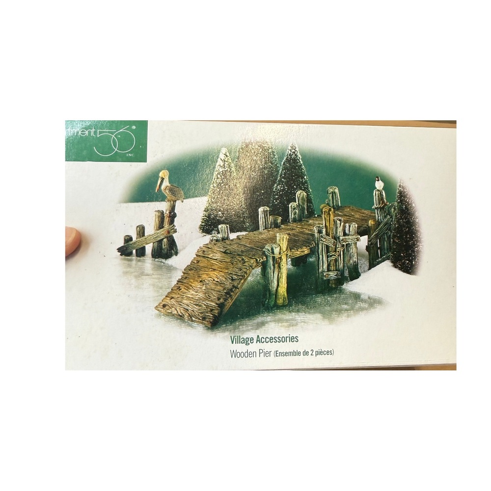 Dept 56 Woodland Animals at Mill Creek Wooden Pier Accessory 2 Pc w/ Box - Picture 5 of 6
